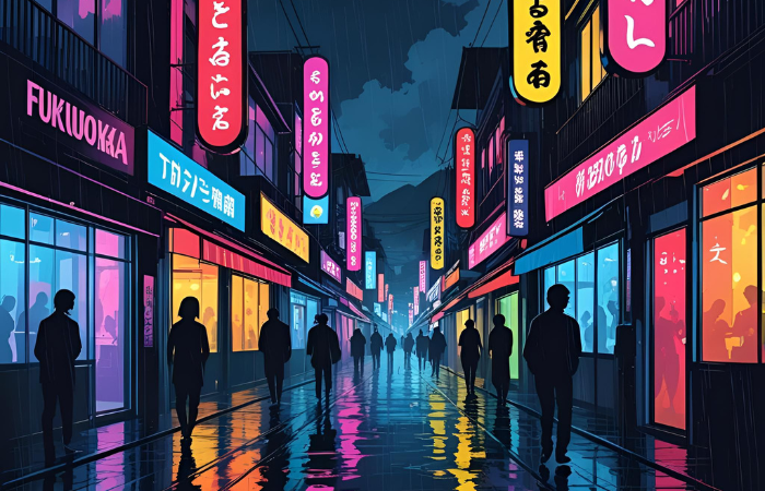 福岡夜の通り